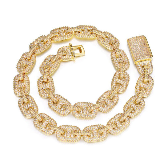 Iced Out Pave Necklace - 5A Cubic Zircon Diamond,  Miami Cuban Link Chain