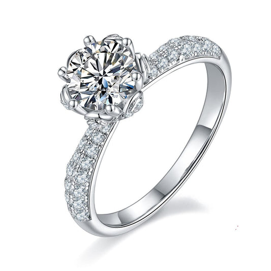 4.5 / SMR53 Sterling Silver -  1.0 Carat Moissanite Diamond  Ring